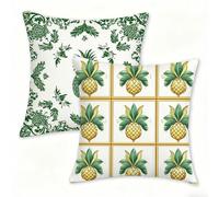 Juego de 2 Funda Cojín 60x60 cm Blanca Fundas de Cojíns Cómodas y Suaves de Lino Cojines para Exterio, Cojine Decorativos Cushion Covers con Cremallera Oculta para Decoracion Hogar Jardin Piña 0n-6