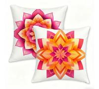 Juego de 2 Funda Cojín 60x60 cm Blanca Fundas de Cojíns Cómodas y Suaves de Lino Cojines para Exterio, Cojine Decorativos Cushion Covers con Cremallera Oculta, Decoracion Hogar Jardin Mandala 0n-40