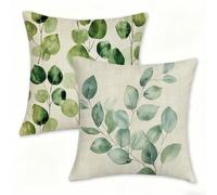 Juego de 2 Funda Cojín 60x60 cm Verde Fundas de Cojíns Cómodas y Suaves de Lino Cojines para Exterio, Cojine Decorativos Cushion Covers con Cremallera Oculta, Decoracion Hogar Jardin Hojas (3) 0n-514