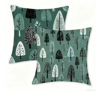 Juego de 2 Funda Cojín 60x60 cm Verde Fundas de Cojíns Cómodas y Suaves de Lino Cojines para Exterio, Cojine Decorativos Cushion Covers con Cremallera Oculta, Decoracion Hogar Jardin Árbol (2) 0n-522