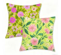 Juego de 2 Funda Cojín 60x60 cm Verde Fundas de Cojíns Cómodas y Suaves de Lino Cojines para Exterio, Cojine Decorativos Cushion Covers con Cremallera Oculta para Decoracion Hogar Jardin Rural 0n-511
