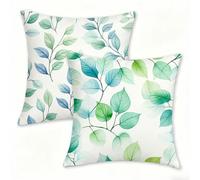Juego de 2 Funda Cojín 60x60 cm Verde Fundas de Cojíns Cómodas y Suaves de Lino Cojines para Exterio, Cojine Decorativos Cushion Covers con Cremallera Oculta, Decoracion Hogar Jardin Simple 0n-521
