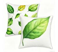 Juego de 2 Funda Cojín 60x60 cm Verde Fundas de Cojíns Cómodas y Suaves de Lino Cojines para Exterio, Cojine Decorativos Cushion Covers con Cremallera Oculta para Decoracion Hogar Jardin Hoja 0n-524