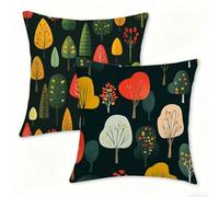 Juego de 2 Funda Cojín 60x60 cm Verde Fundas de Cojíns Cómodas y Suaves de Lino Cojines para Exterio, Cojine Decorativos Cushion Covers con Cremallera Oculta para Decoracion Hogar Jardin Árbol 0n-523