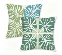 Juego de 2 Funda Cojín 60x60 cm Verde Fundas de Cojíns Cómodas y Suaves de Lino Cojines para Exterio, Cojine Decorativos Cushion Covers con Cremallera Oculta, Decoracion Hogar Jardin Hojas (2) 0n-513