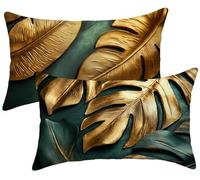Juego de 2 Funda Cojin 60x90 Terciopelo Hojas Funda de Almohada, Verde Oliva Fundas de Cojines 60x90, Cojines para Sofa, Fundas Cojin Rectangular, Decoracion Hogar, para Interior y Exteriores k-894