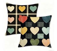 Juego de 2 Funda Cojín 65x65 cm Amar Fundas de Cojíns Cómodas y Suaves de Lino Cojines para Exterio, Cojine Decorativos Cushion Covers con Cremallera Oculta para Decoracion Hogar Jardin Color 0n-1