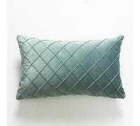 Juego de 2 Funda de Almohada 30x50 de Terciopelo Holandés Bordado a Cuadros con Diamantes de Enrejado Moda en Estilo para Dormitorio Sofá Sala de Estar Cama Terraza Verde Aguamarina