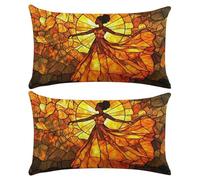 Juego de 2 Funda de Cojines Exterior Impermeable Fundas de Almohada Lino Cojines Decorativos Mujeres Africanas Patrón Decorativos Moderna para Jardín Sofá Silla Balcones Camping 30x50 cm J-1197