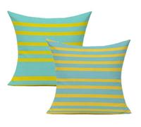 Juego de 2 Fundas Cojines 45 x 45 Lino Cojines Sofa Azul Interior 0K-16 | Cuadrada Funda Cojin Amarillo Cojin Lumbar Silla Oficina con Doble Cara, Cremallera Invisible para Salón Sofá Jardín y Balcón