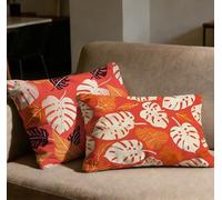 Juego de 2 Fundas Cojines 60x90 Funda Cojin Rojo Rectangulares Cojines Hoja,2026 Nuevo Terciopelo Impresión a Doble Cara Cojin Sofa para Casa Sofá Salón Silla Dormitorio Cama Decoracion Hogar O-58C