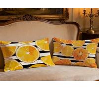 Juego de 2 Fundas Cojines 60x90cm Rectángulo Cojines Sofa Amarillo Terciopelo Funda Almohada Fruta,2026 Nuevo Impresión a Doble Cara Funda Cojin para Sofá Sala De Estar Dormitorio Decoracion O-294B