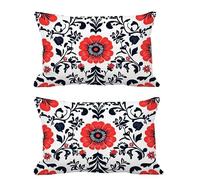 Juego de 2 Fundas Cojines Exterior Impermeable 40x70cm Cojines Rojo Funda Almohada Lino Rectangular Sofa Almohadas Decoración para Patio Balcón Jardín Salon Terraza Dormitorio Hogar Mandala G434