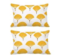 Juego de 2 Fundas Cojines Exterior Impermeable 50x70cm Cojines Amarillo Funda Almohada Terciopelo Rectangular Sofa Almohadas Decoración para Patio Balcón Jardín Salon Terraza Dormitorio Hojas G522