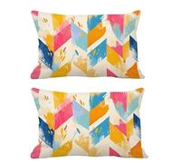 Juego de 2 Fundas Cojines Exterior Impermeable 60x90cm Cojines Amarillo Funda Almohada Lino Rectangular Sofa Almohadas Decoración para Patio Balcón Jardín Salon Terraza Dormitorio Abstracción G508