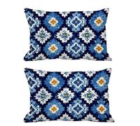 Juego de 2 Fundas Cojines Exterior Impermeable 60x90cm Cojines Azul Funda Almohada Lino Rectangular Sofa Almohadas Decoración para Patio Balcón Jardín Salon Terraza Dormitorio Hogar Mandala G600