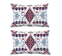Juego de 2 Fundas Cojines Exterior Impermeable 60x90cm Cojines Azul Funda Almohada Lino Rectangular Sofa Almohadas Decoración para Patio Balcón Jardín Salon Terraza Dormitorio Hogar Celosía G590