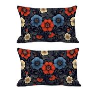 Juego de 2 Fundas Cojines Exterior Impermeable 60x90cm Cojines Azul Funda Almohada Terciopelo Rectangular Sofa Almohadas Decoración para Patio Balcón Jardín Salon Terraza Dormitorio Hogar Flores G594