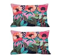 Juego de 2 Fundas Cojines Exterior Impermeable 60x90cm Cojines Flores Funda Almohada Terciopelo Rectangular Sofa Almohadas Decoración para Patio Balcón Jardín Salon Terraza Dormitorio Plantas G502