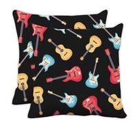 Juego de 2 fundas cuadradas para cojines de guitarra, fundas de almohada para sofá, 45 x 45 cm, fundas de almohada para sala de estar, regalos para damas, ideas de regalo, juego de 2