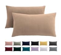 Juego de 2 fundas de almohada 40 x 60 cm - Funda de almohada 40 x 60 cm Beige para almohadas 100% microfibra Funda de almohada sin necesidad de planchado ni de quitar arrugas con cremallera