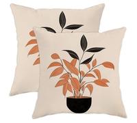 Juego de 2 fundas de almohada botánicas con cremallera, diseño abstracto bohemio, hojas modernas, macetas, hermosas plantas, amarillo claro, negro, terciopelo, adornos suaves, para dormitorio