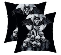 Juego De 2 Fundas De Almohada Calavera Gótica Divertida De Perro Malamute De Alaska para Halloween Fundas De Cojín Decoración Almohada Caso, para Dormitorio, Sala De Estar, Oficina, 45x45cm