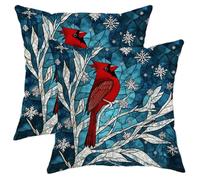Juego de 2 fundas de almohada cardenales, fundas de cojín cuadradas decorativas de temporada para sofá, cama, sofá, 18 x 18 pulgadas