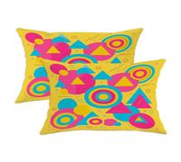 Juego de 2 fundas de almohada circulares, modernas y juguetonas, triangulares, cuadradas, de terciopelo suave, lavable, fundas decorativas para el hogar, sala de estar, dormitorio, sofá, decoración de