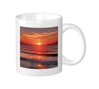 Juego de 2 fundas de almohada con cremallera de amanecer, playa, hermoso paisaje, naturaleza, océano, nube, cielo, paisaje marino, costas, rojo, naranja, terciopelo, adornos cómodos, suaves, para