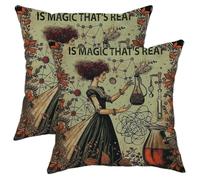 Juego de 2 fundas de almohada con cremallera de bruja para experimento químico, hojas botánicas, de terciopelo azul claro, cómodas, decorativas, para dormitorio, apartamento, sofá, 20 x 20 pulgadas