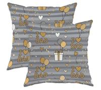 Juego de 2 fundas de almohada con diseño de bolas de aire, caja de regalo para el Día del Padre, terciopelo suave, lavable, para decoración de sala de estar, apartamento, cama, sofá, 22 x 22 pulgadas