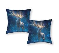 Juego de 2 fundas de almohada con diseño de ciervo del bosque encantado, transpirables, sin arrugas, tamaño King, para hogar y hotel, 12 x 12 pulgadas