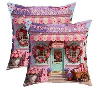 Juego de 2 fundas de almohada con diseño de corazón, caja de regalo romántica de rosas de San Valentín con cremallera oculta, fundas de almohada para el hogar, dormitorio, sala de estar, sofá