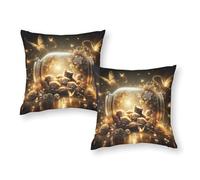 Juego de 2 Fundas de Almohada con diseño de Gatitos mágicos en Forma de cúpula de Cristal, Transpirables, supersuaves, tamaño King, para Oficina, 50 x 50 cm