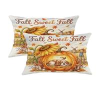 Juego de 2 fundas de almohada con diseño de perro cocker spaniel otoñal, 12 x 20 pulgadas, suave, otoño, calabaza, girasol, con cremallera, decoración de granja para sofá, sala de estar, porche