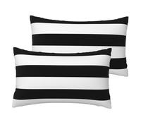 Juego de 2 fundas de almohada con estampado de rayas blancas y negras, ultrasuaves, de calidad, cómodas, lavables a máquina