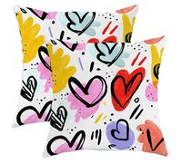 Juego de 2 fundas de almohada con forma de corazón, diseño abstracto de hojas juguetonas, sin salpicaduras rojas, de terciopelo suave, lavable, fundas decorativas para el hogar, sala de estar