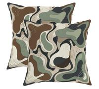 Juego de 2 fundas de almohada con formas abstractas, contemporáneas, modernas, orgánicas, curvas, color verde, con cremallera oculta, fundas de almohada para sofá, decoración de dormitorio, sala de