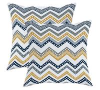 Juego de 2 fundas de almohada con patrón de zigzag, líneas geométricas modernas de puntos, ninguno azul marino, terciopelo suave, lavable, fundas de almohada cuadradas para sala de estar, dormitorio