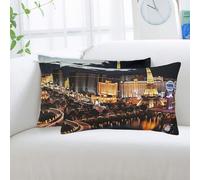 Juego de 2 fundas de almohada con vista nocturna de Las Vegas, cómodas y ultrasuaves, tamaño doble, con cremallera oculta, decoración moderna, 40,6 x 60,9 cm