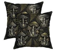 Juego de 2 fundas de almohada cuadradas de terciopelo suave lavable con diseño de hojas de helecho bohemio natural para sala de estar, cama, oficina, sofá, silla, decoración, 18 x 18 pulgadas