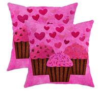 Juego de 2 fundas de almohada cuadradas de terciopelo suave, lavable, diseño de corazones juguetones y fantasías de San Valentín, para decoración del hogar, dormitorio, sala de estar, sofá, 45.7 x