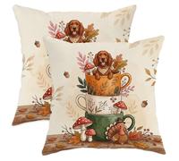 Juego de 2 fundas de almohada de 18 x 18 pulgadas, diseño de perro setter irlandés, juego de 2 fundas de almohada suaves y cómodas con diseño de pavo, patrón de otoño, sofá, sala de estar