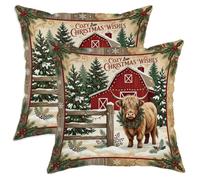 Juego de 2 fundas de almohada de 20 x 20 pulgadas, diseño rústico de vaca Highland