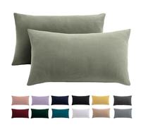 Juego de 2 fundas de almohada de 40 x 80 cm, color verde salvia para cojín, 100 % microfibra, no necesita planchado ni arrugas, con cremallera
