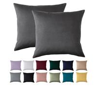 Juego de 2 fundas de almohada de 80 x 80 cm, funda de almohada de 80 x 80 cm, color antracita, para cojín, 100 % microfibra, no necesita planchado ni arrugas, con cremallera