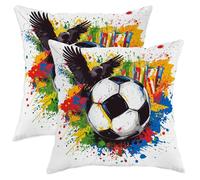 Juego de 2 fundas de almohada de balón de fútbol, deportivas, dinámicas, águilas, no negras, con patrón de cremallera oculta, fundas de almohada para sala de estar, cama, oficina, sofá, silla