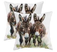 Juego de 2 fundas de almohada de burro, fundas de cojín rústicas de animales de granja, fundas de cojín cuadradas decorativas de estilo rústico para el hogar, sofá, cama, sofá, 18 x 18 pulgadas