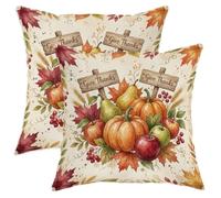 Juego de 2 fundas de almohada de calabazas, rústicas, de pera, frutos de Acción de Gracias, naranja con cremallera oculta, fundas de almohada decorativas para sala de estar, apartamento, cama, sofá